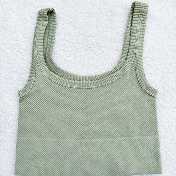 Sky and Sparrow Tops - Sky and Sparrow Ribbed Green Crop Top